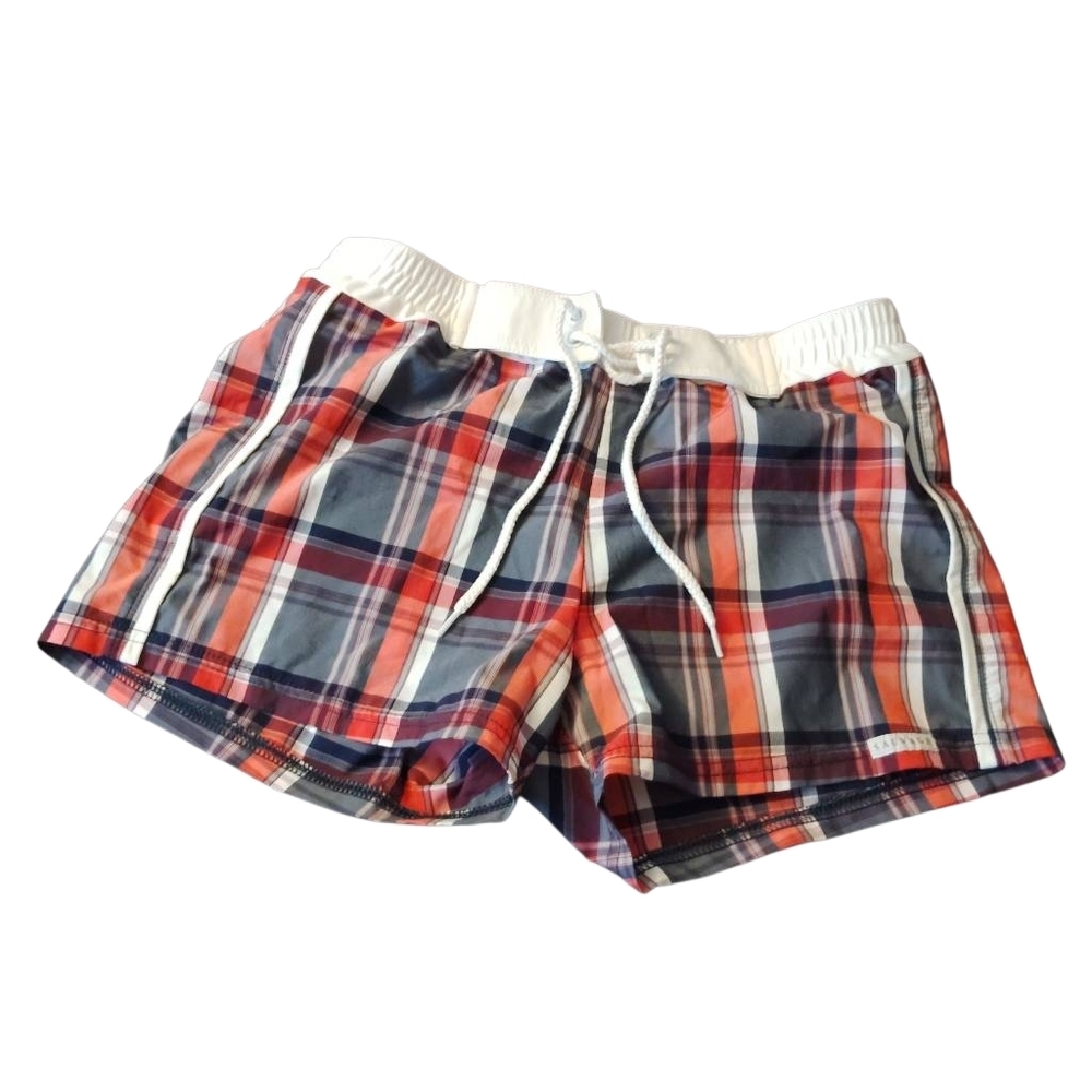 Men's Plaid Swim Trunks - Red & Blue